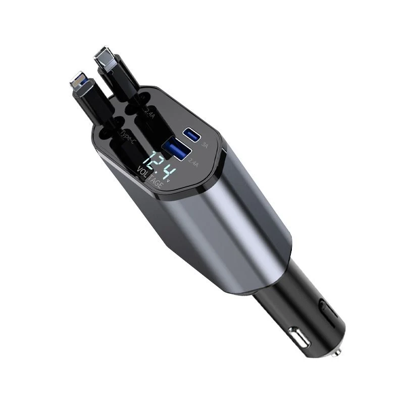 4 in 1 Retractable Car Charger with cable