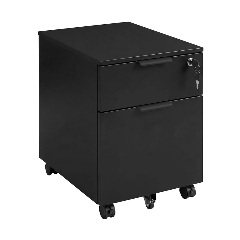 Desky Minimal Filing Cabinet - Black / Black Melamine