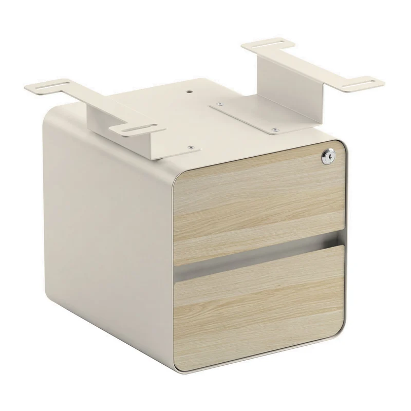 Desky Minimal Under Desk Cabinet - Classic Oak Melamine / Wheat