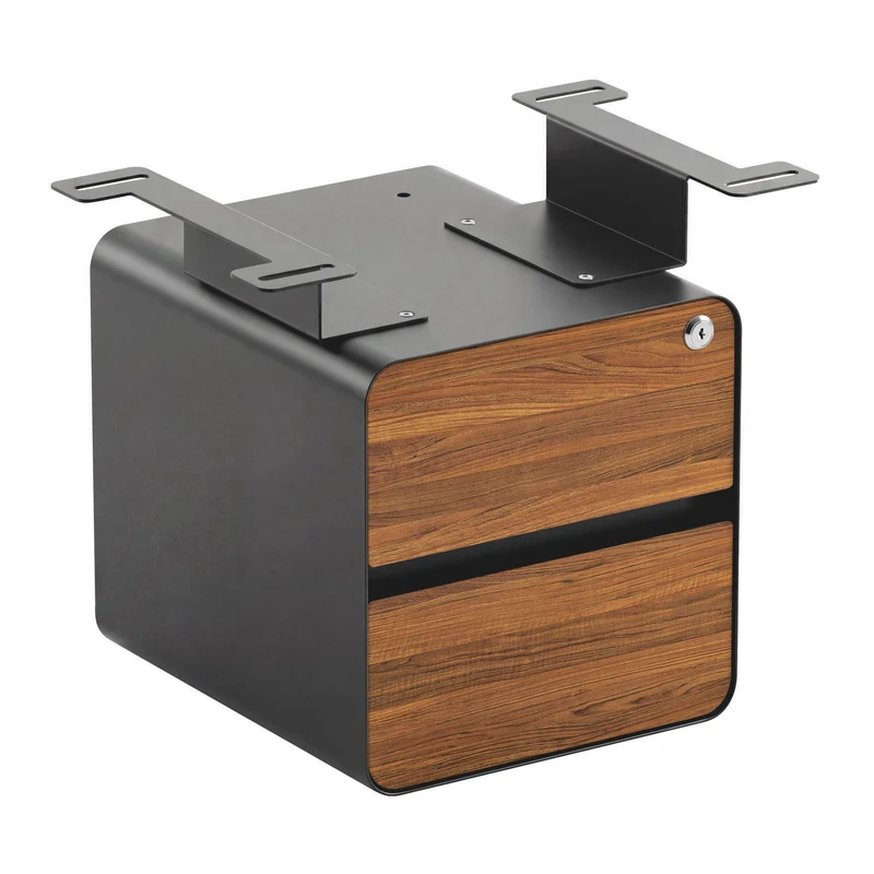 Desky Minimal Under Desk Cabinet - Prime Oak Melamine / Space Grey