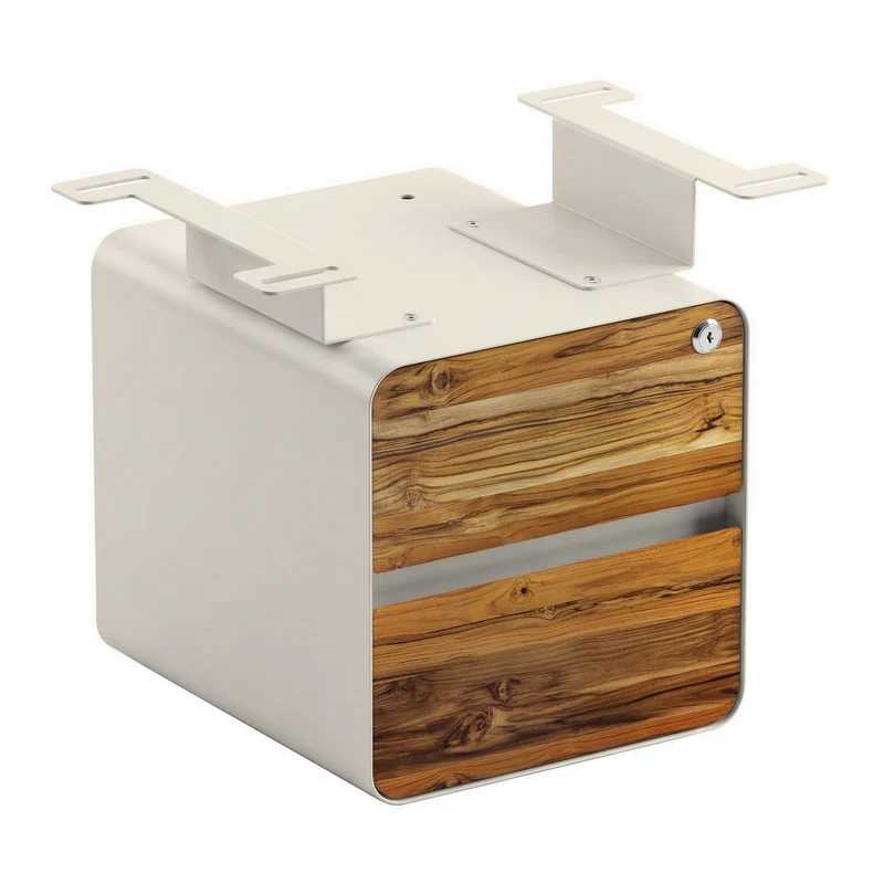Desky Minimal Under Desk Cabinet - Teak Hardwood / Wheat