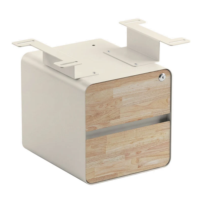 Desky Minimal Under Desk Cabinet - Natural Rubberwood / Wheat