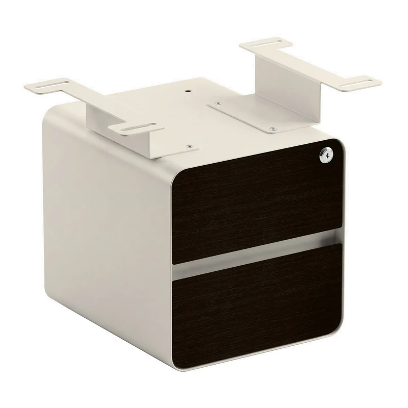Desky Minimal Under Desk Cabinet - Dark Bamboo / Wheat
