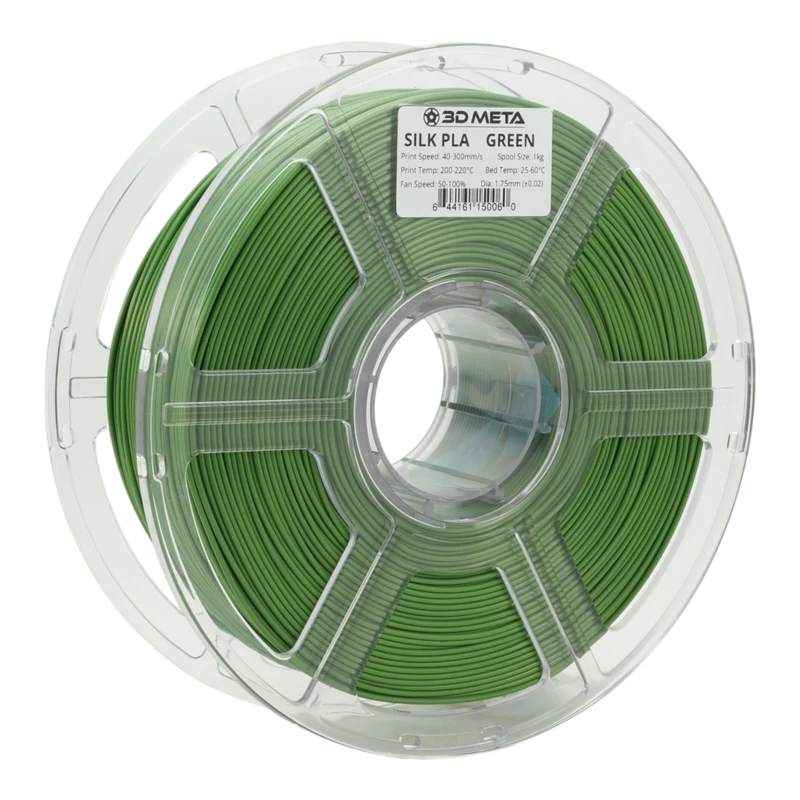 3D META Silk PLA 3D Printing Filament - Green
