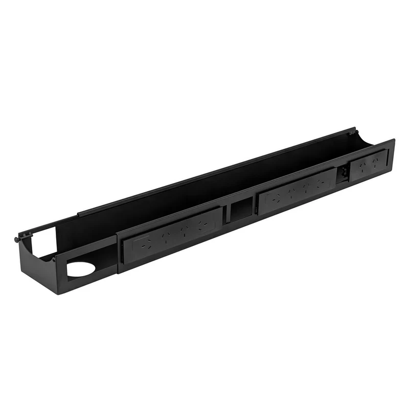 Desky Quad Frame Channel + Mounting Bracket - Black / 10 Plugs