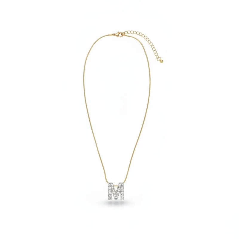 Collana con lettera iniziale in strass - Var 5
