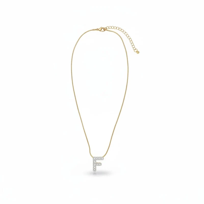 Collana con lettera iniziale in strass - var 3