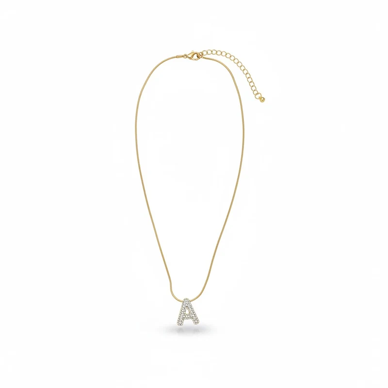 Collana con lettera iniziale in strass - var 1