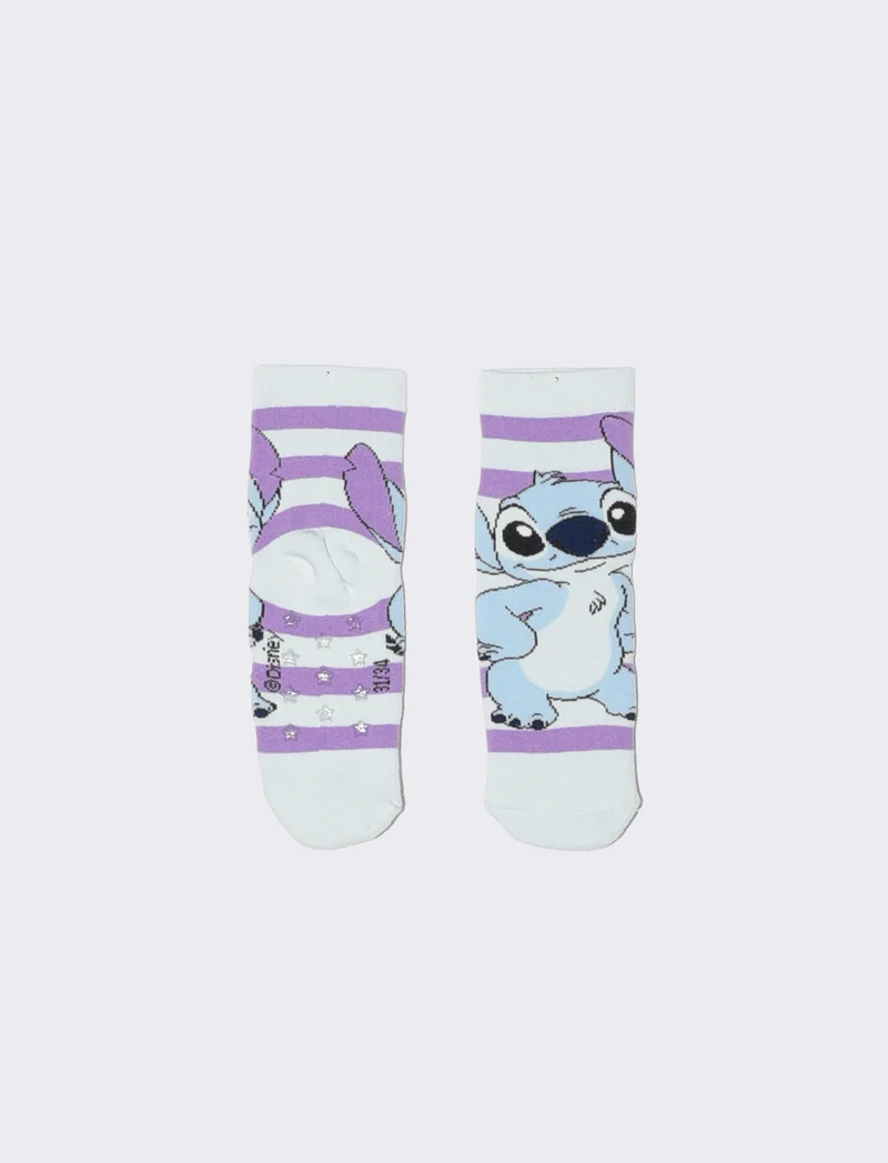 Calzini antiscivolo Stitch e Hello Kitty - Lilla