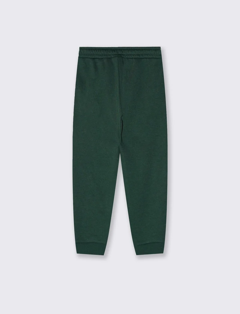 Jogger in felpa con stampa e tasche - Verde abete