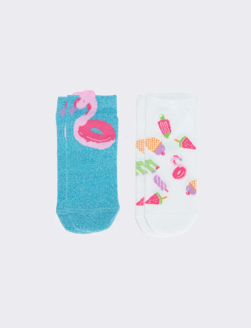 Calzini sneakers 2 paia per bambina - Verde
