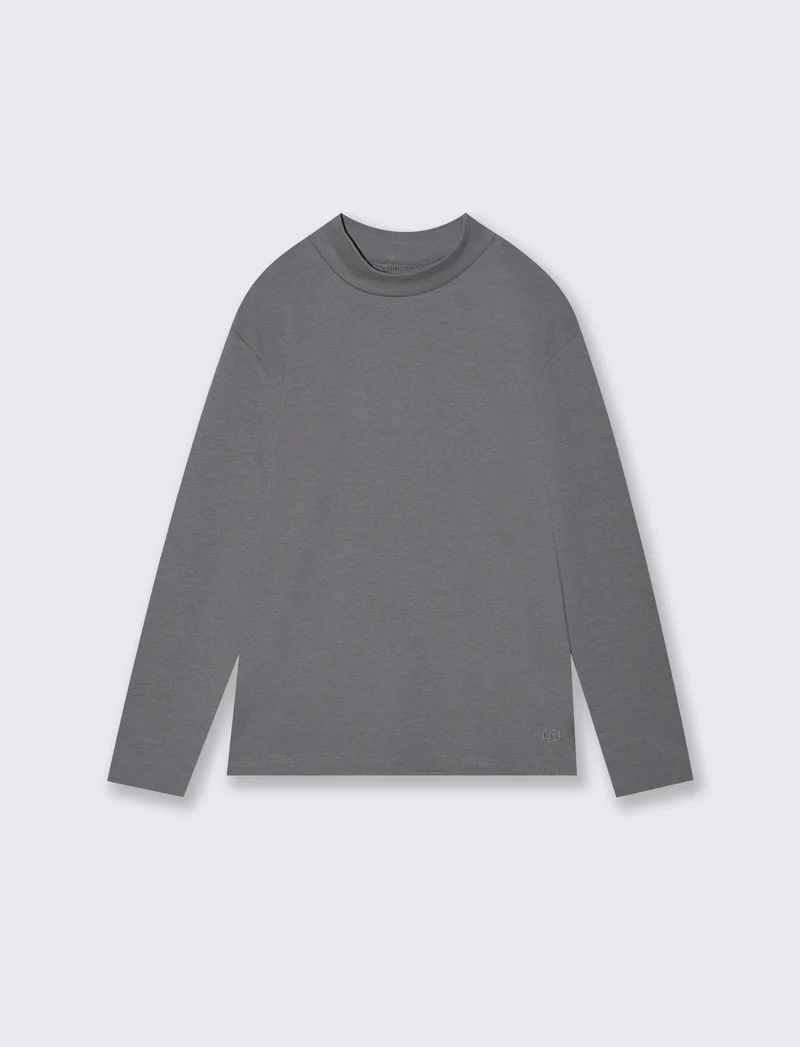 T-shirt caldo cotone maniche lunghe - Grigio mel.