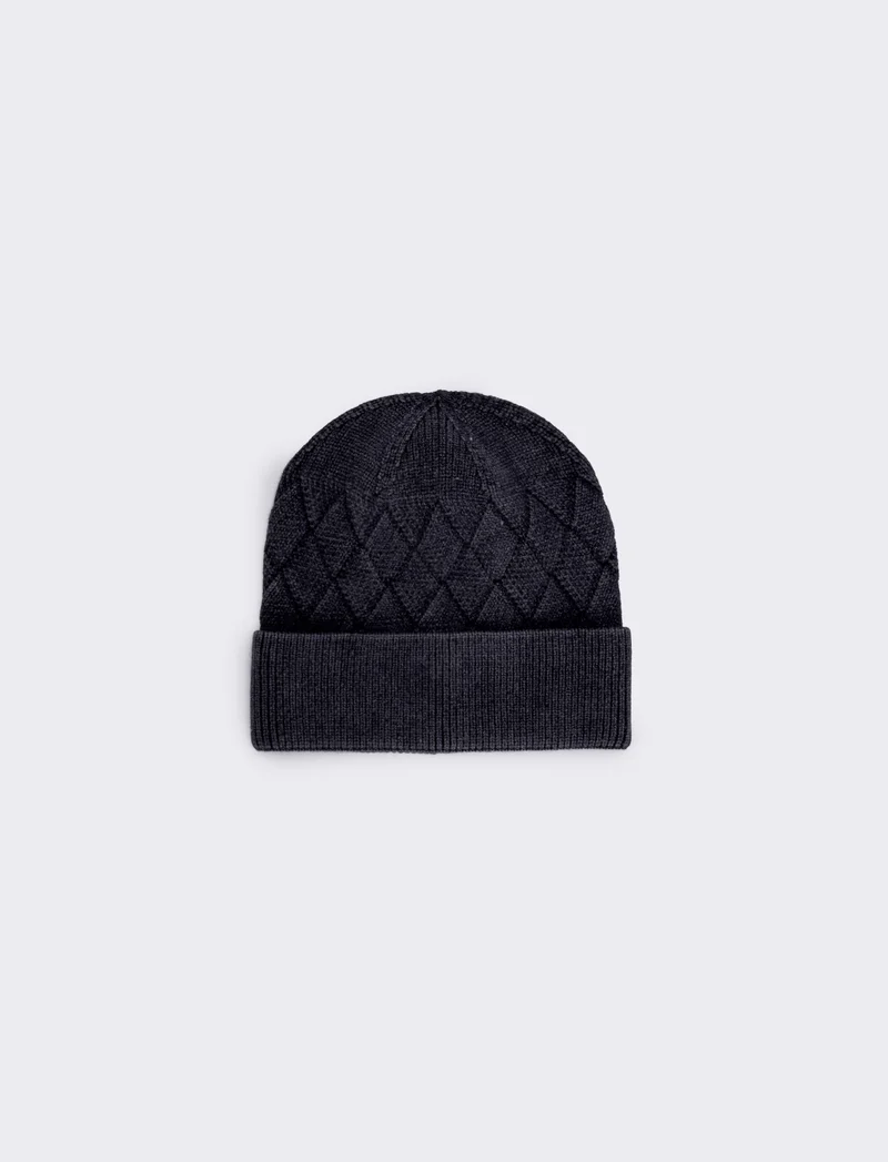 Cappello effetto delavé con stampa intreccio - Nero