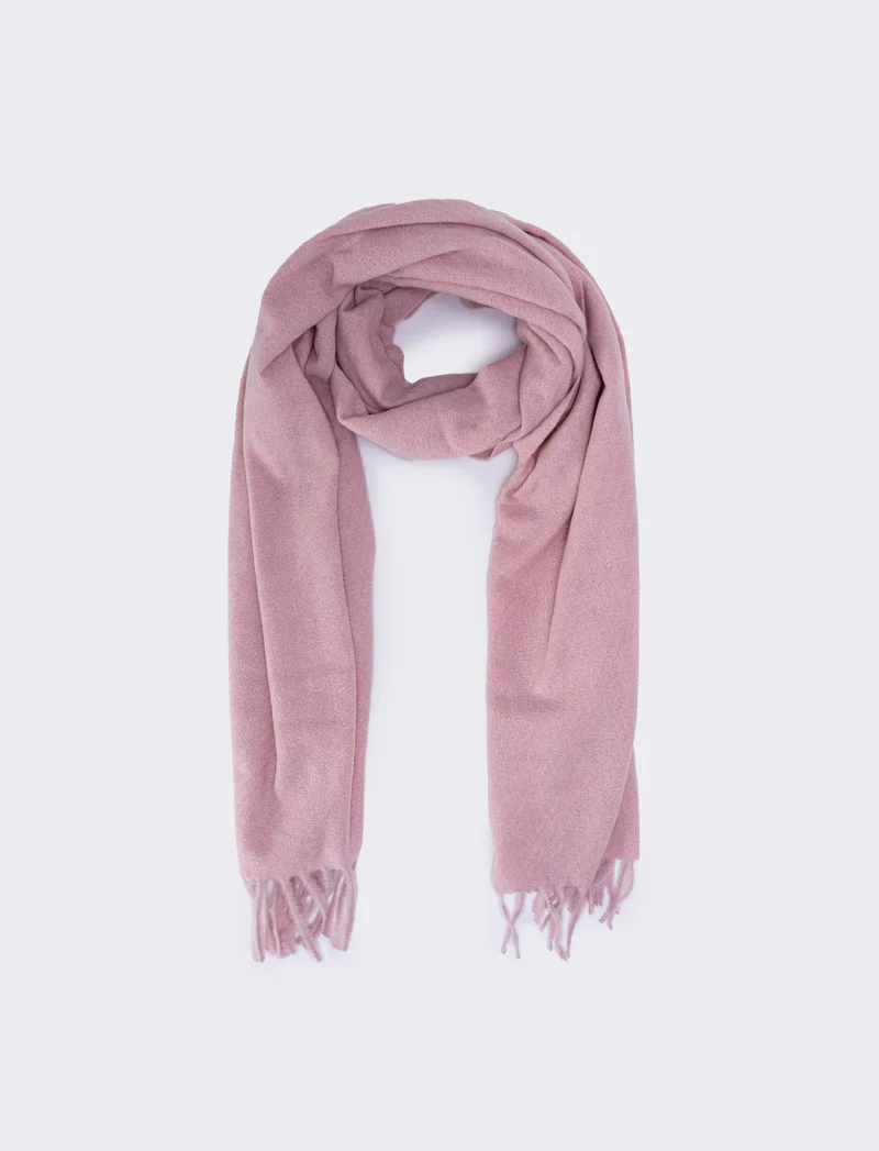 Sciarpa in tinta unita con frange - Rosa