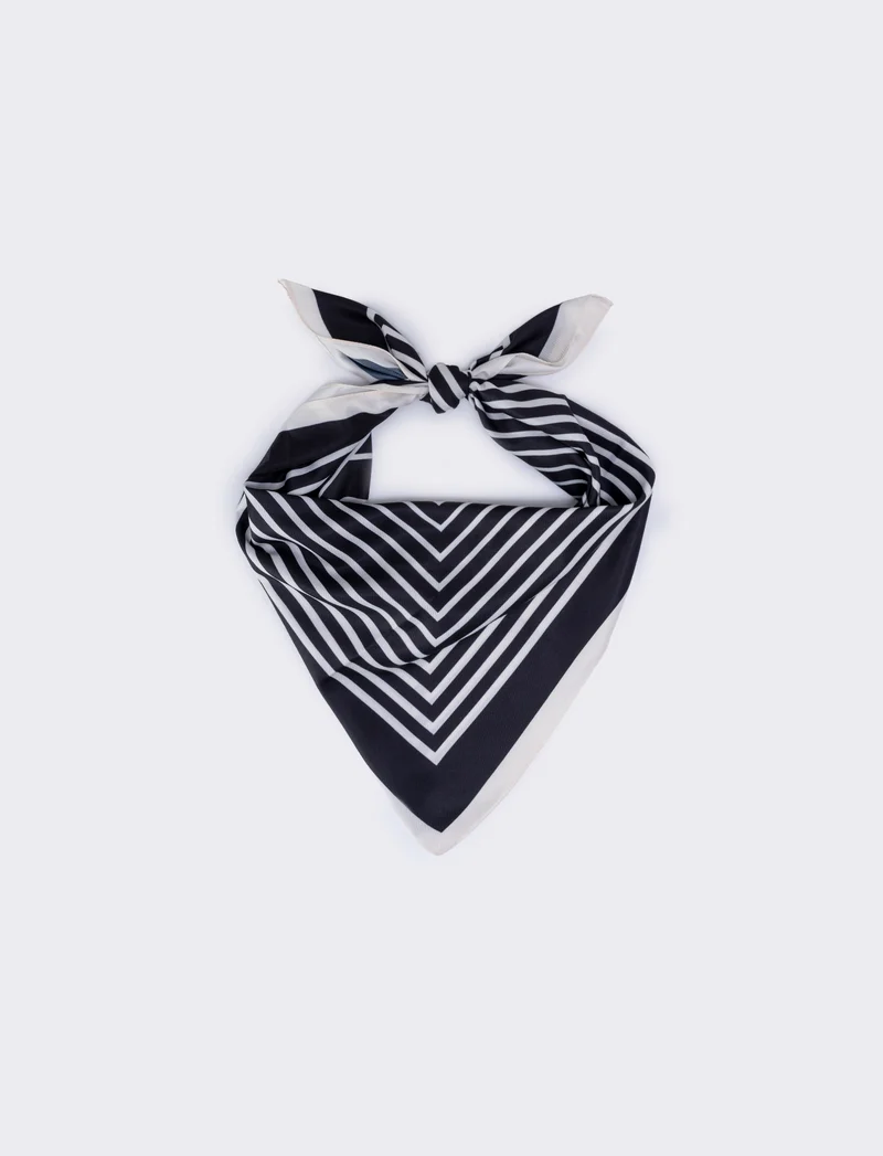 Foulard 70x70 con stampe geometriche - Nero-bianco