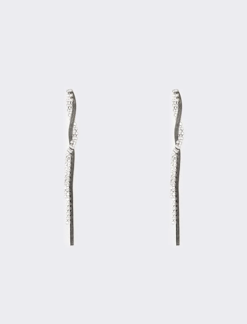 Orecchini donna fili lunghi strass - Argento