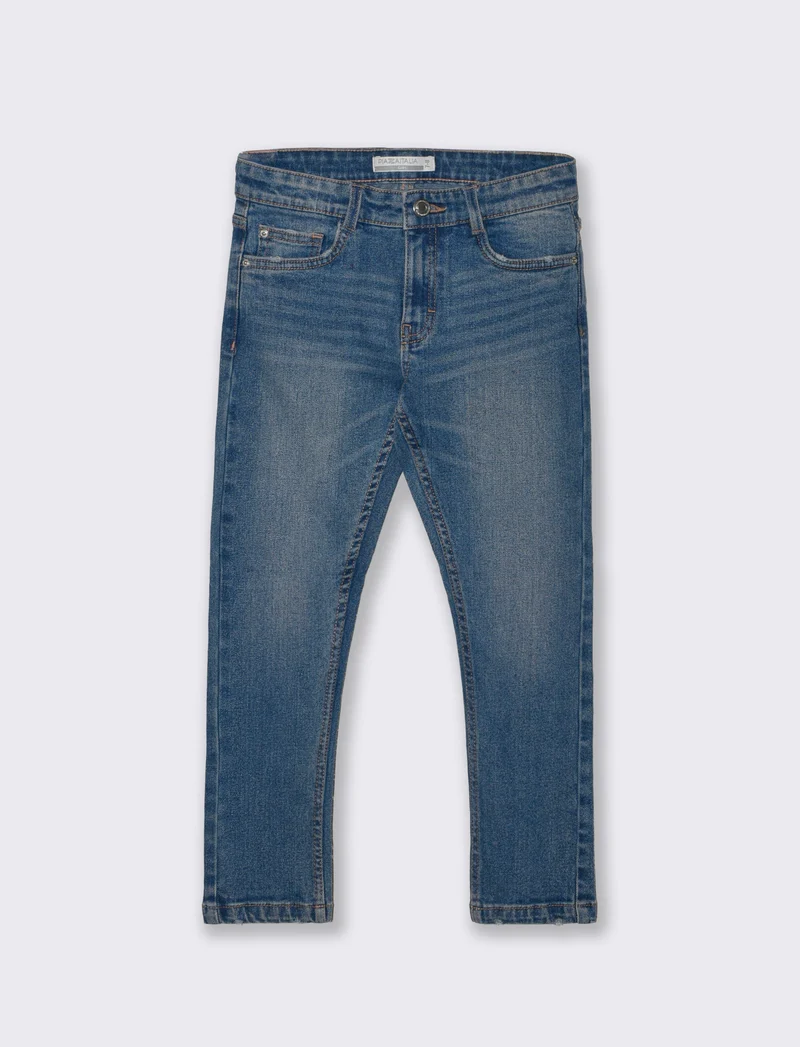 Jeans cinque tasche in denim elasticizzato - Denim
