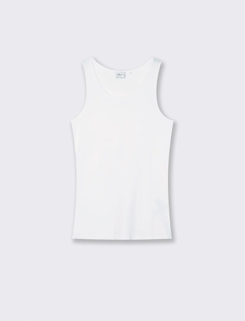 Canotta slim fit in cotone elasticizzato - Bianco