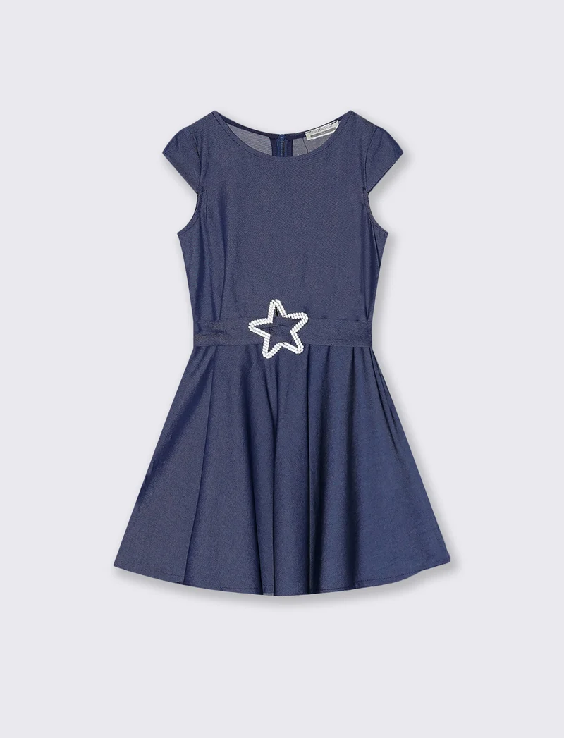 Abito elegante con fibbia gioiello - Denim