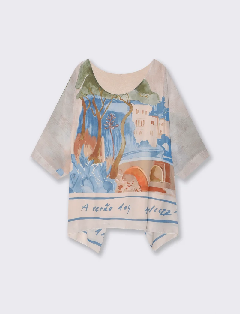 Casacca morbida con scollo rotondo - Beige