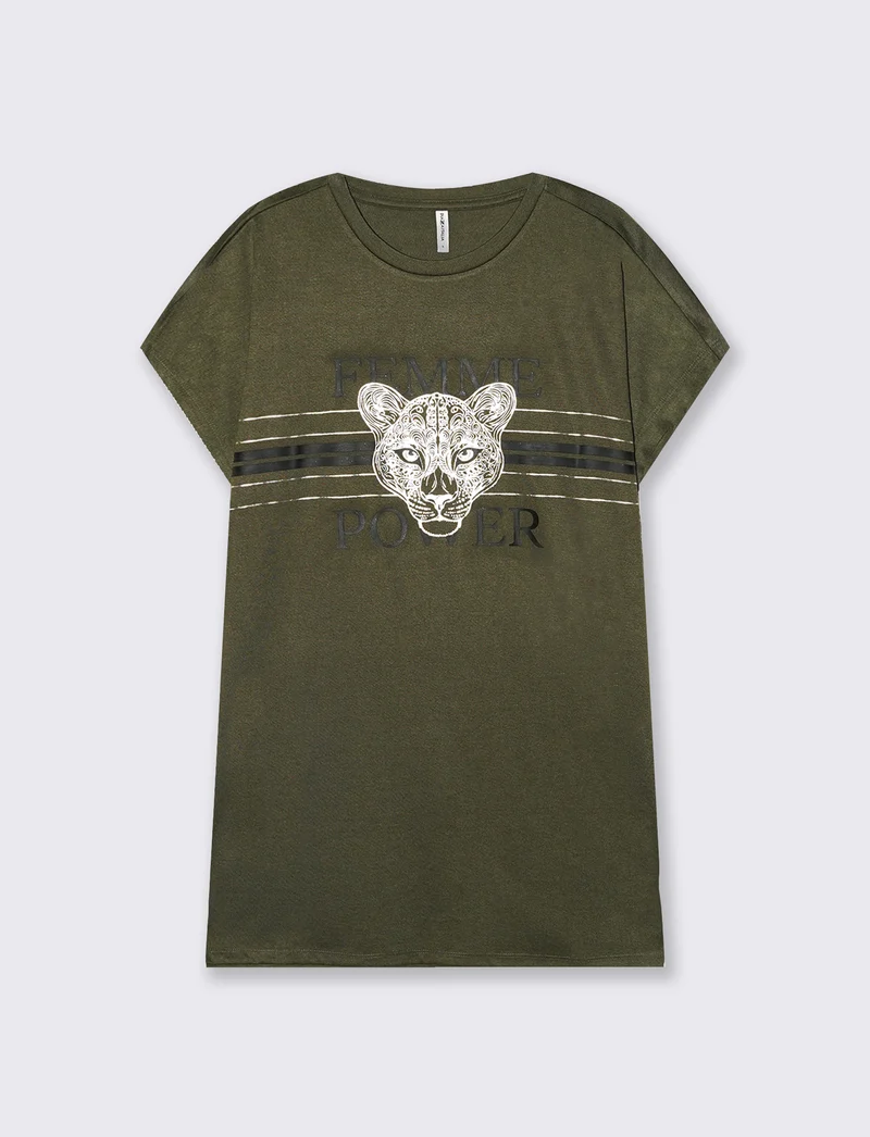 T-Shirt Manica A T con Stampa e Scollo Rotondo - var 2