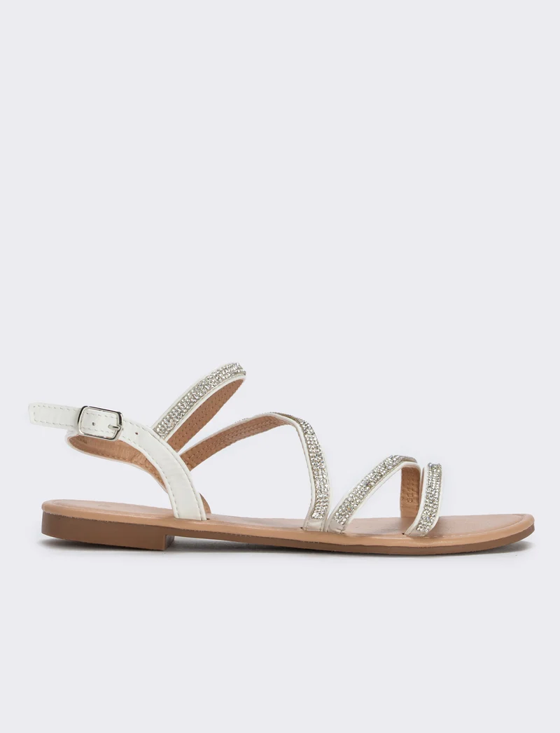 Sandalo da con strass e colori trendy - Bianco