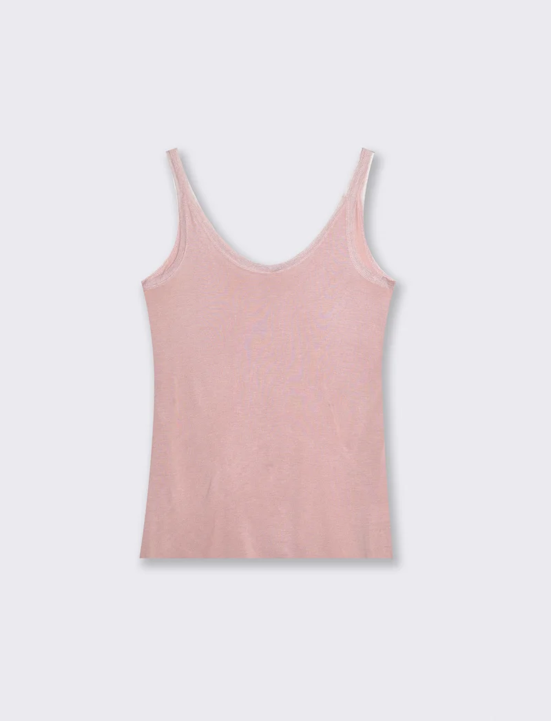 Top con inserti in mesh e bretelle - Rosa antico