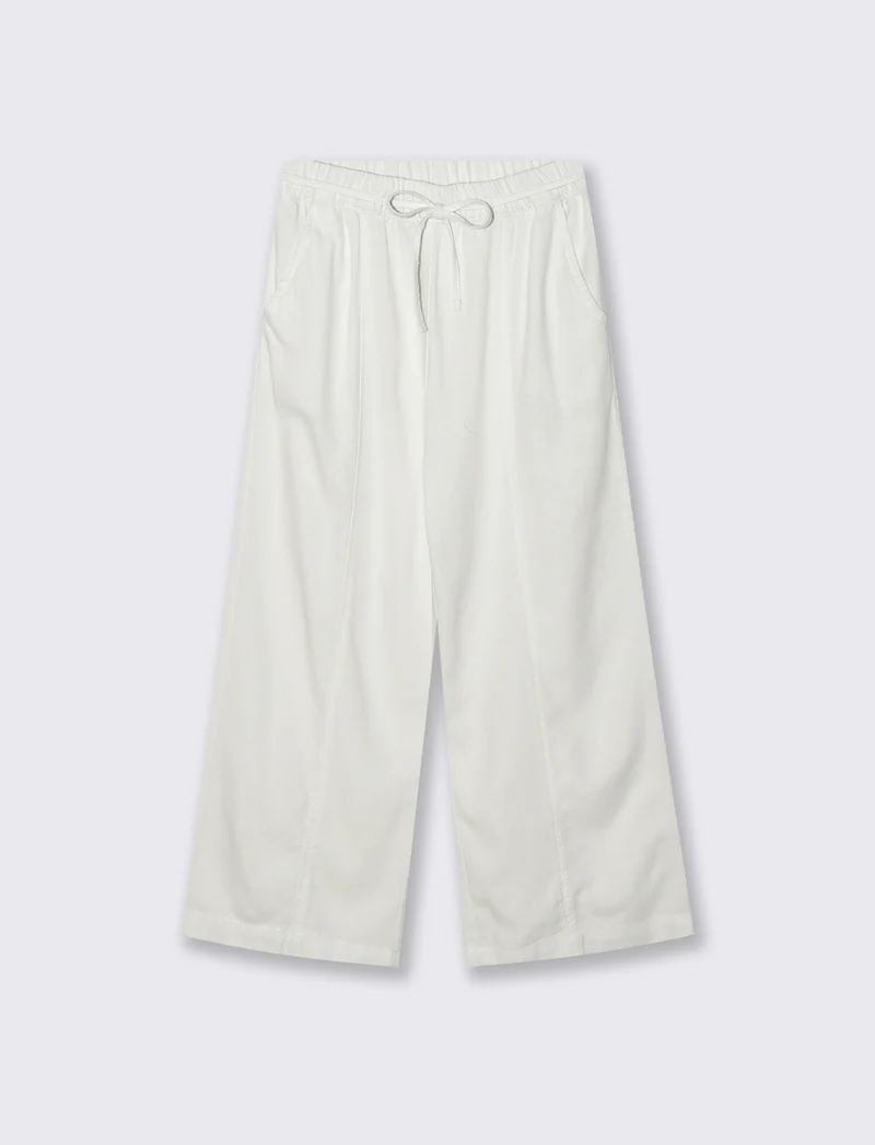 Pantaloni Palazzo Lino con Tasche e Elastico - Bianco