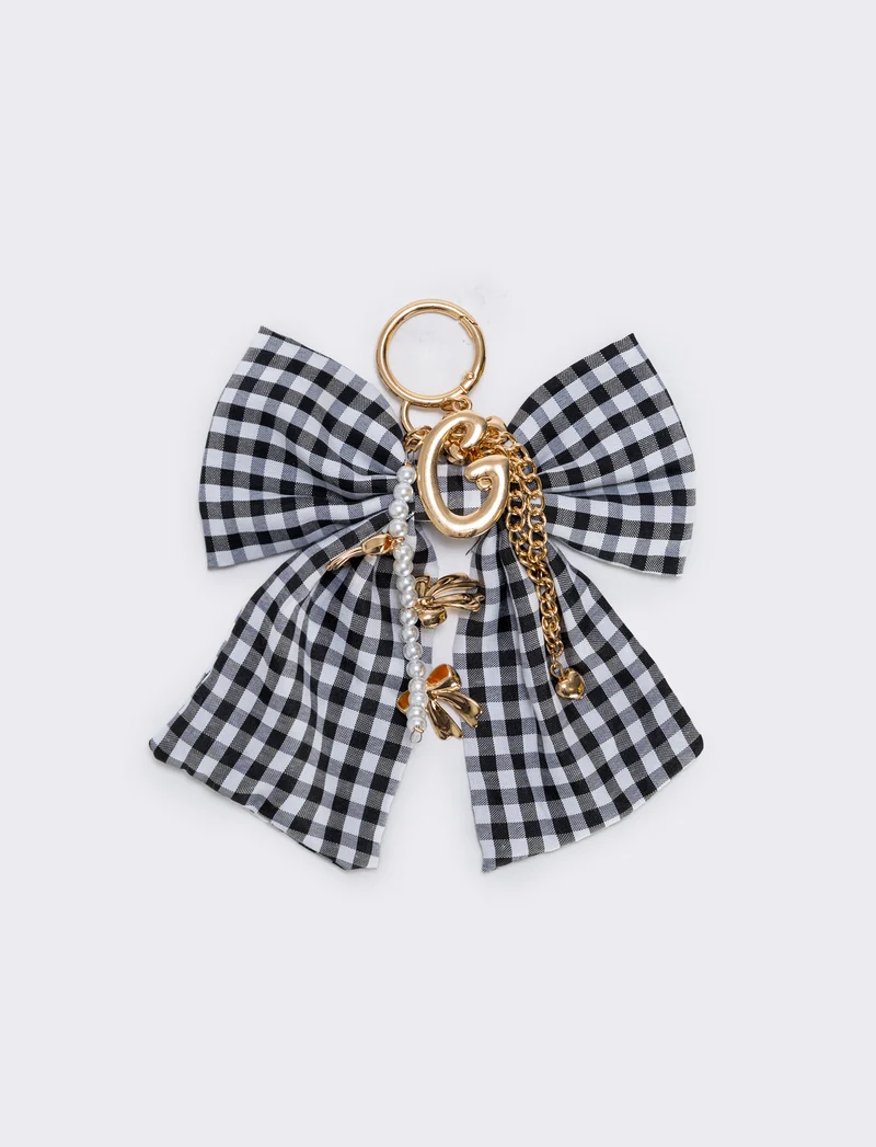 Portachiavi Vichy con iniziale personalizzata - var 3