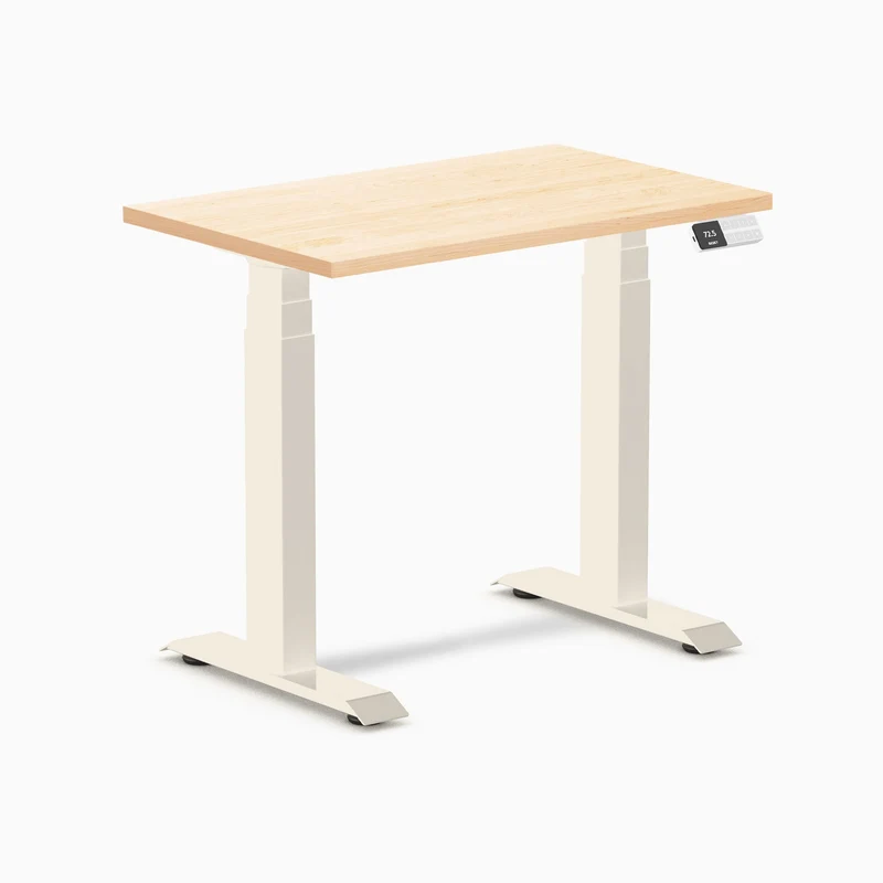 Desky Dual Mini Hardwood Sit Stand Desk 80cm Maple Desktop and Wheat Frame