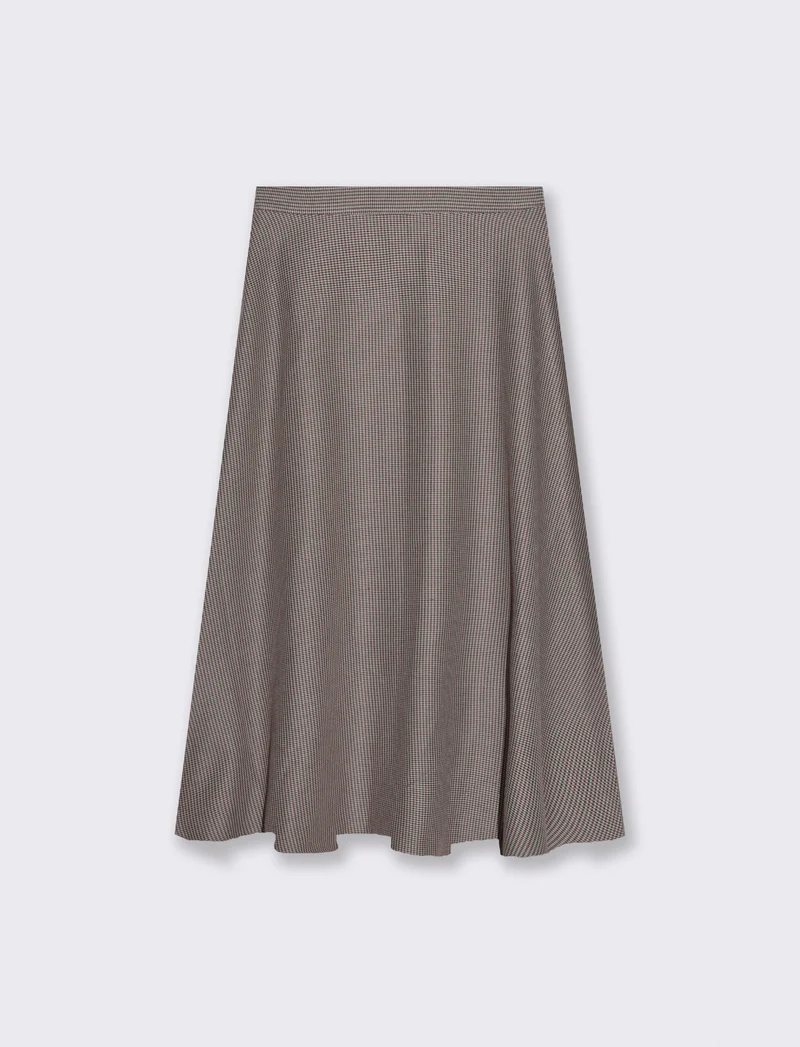 Gonna in quadro pied de poule - Bordeaux