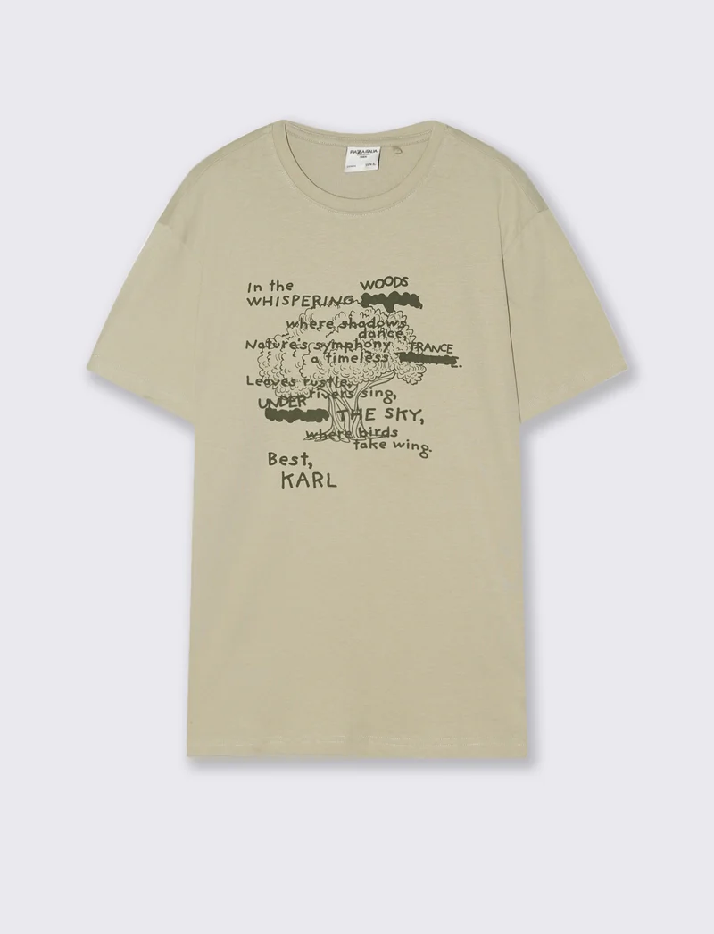 T-shirt in cotone girocollo regular fit - Grigio stone