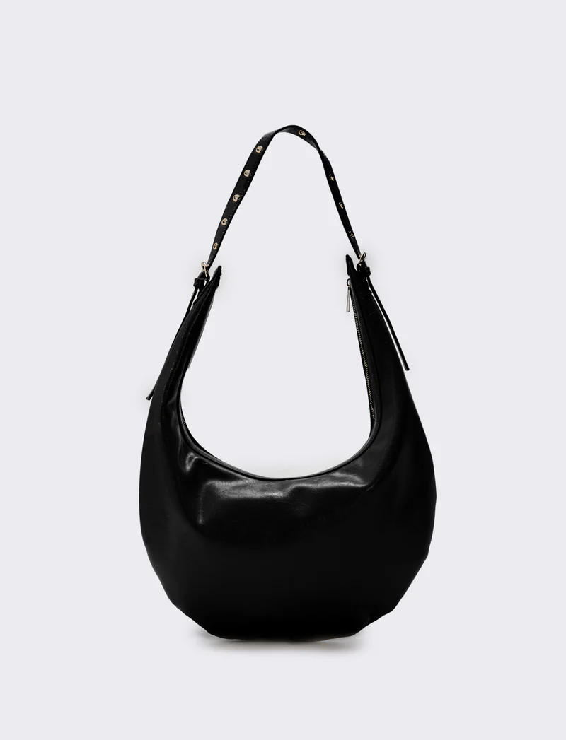 Borsa Hobo Vernice Lucida - Nero