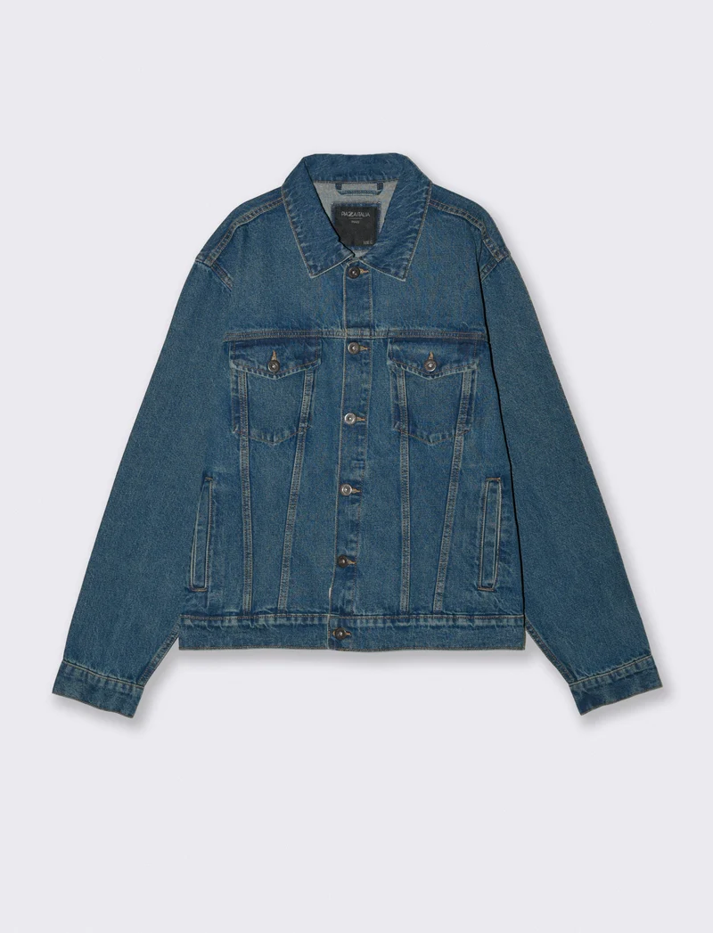 Giubbotto in denim effetto slavato - Denim