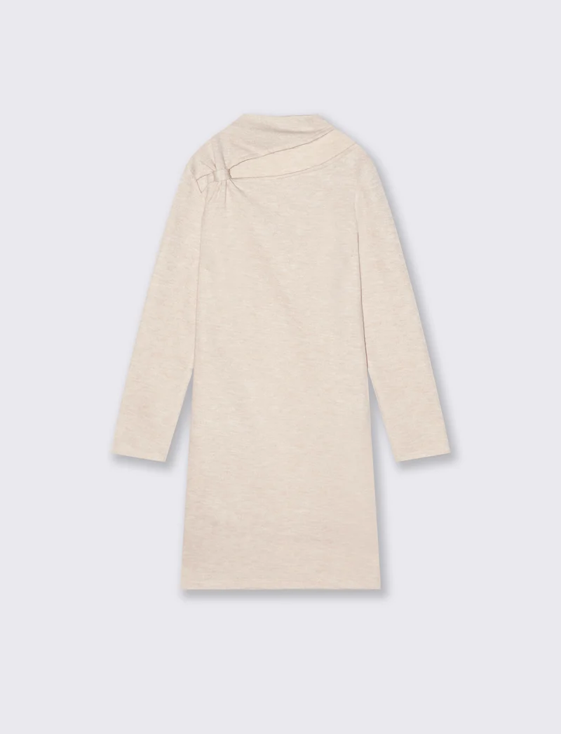 Abito in maglia con scollatura decorativa. - Bianco burro