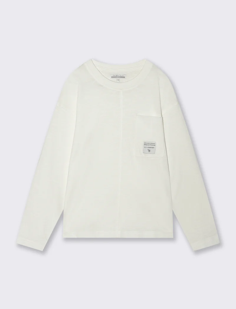 T-shirt lunga in cotone fiammato versatile - Bianco latte