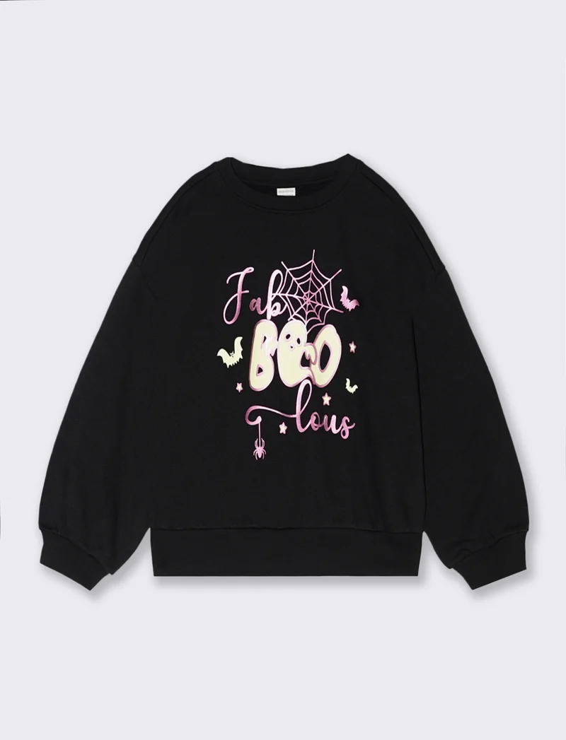 Felpa da bambina a tema Halloween - Nero