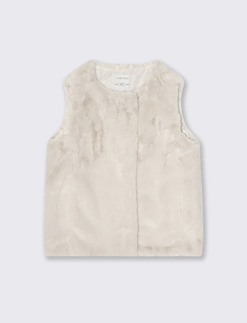 Gilet finta pelliccia da bambina - Bianco