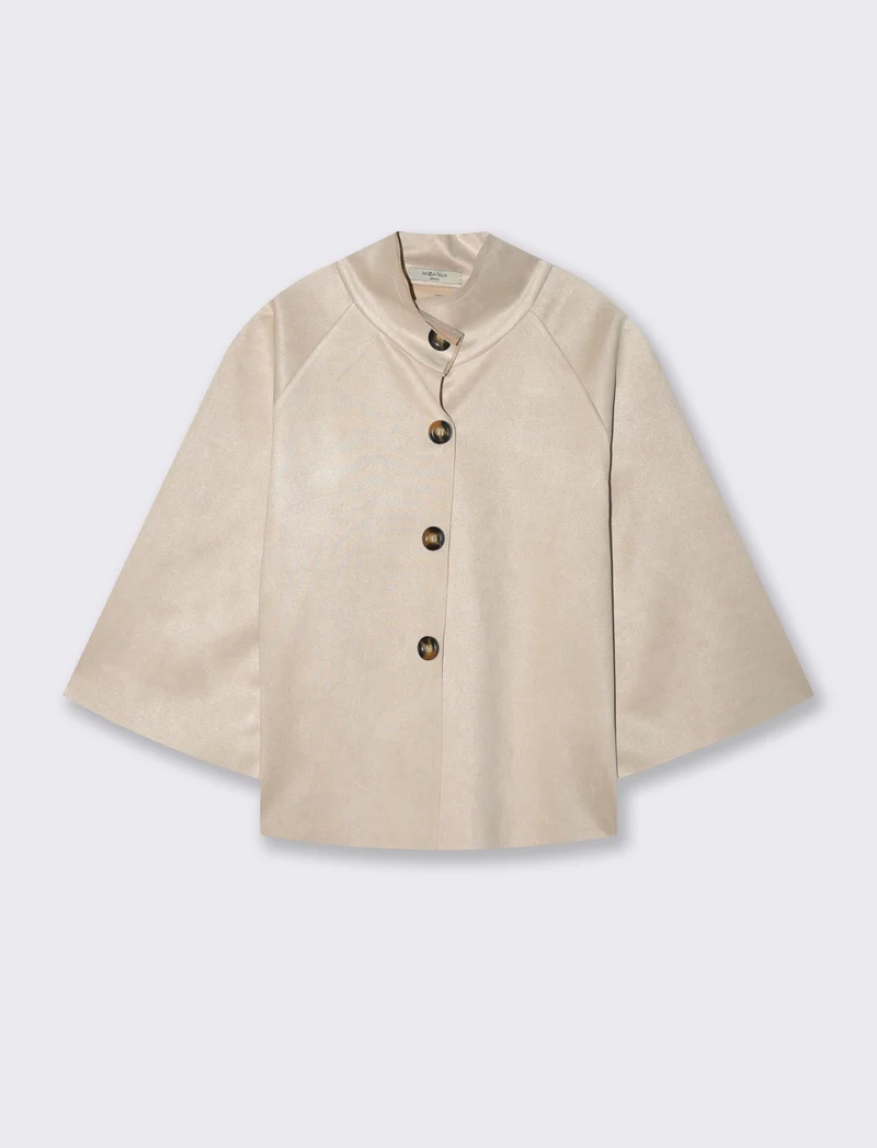 Giacca con 3 bottoni in tessuto effetto scamosciato - Vaniglia