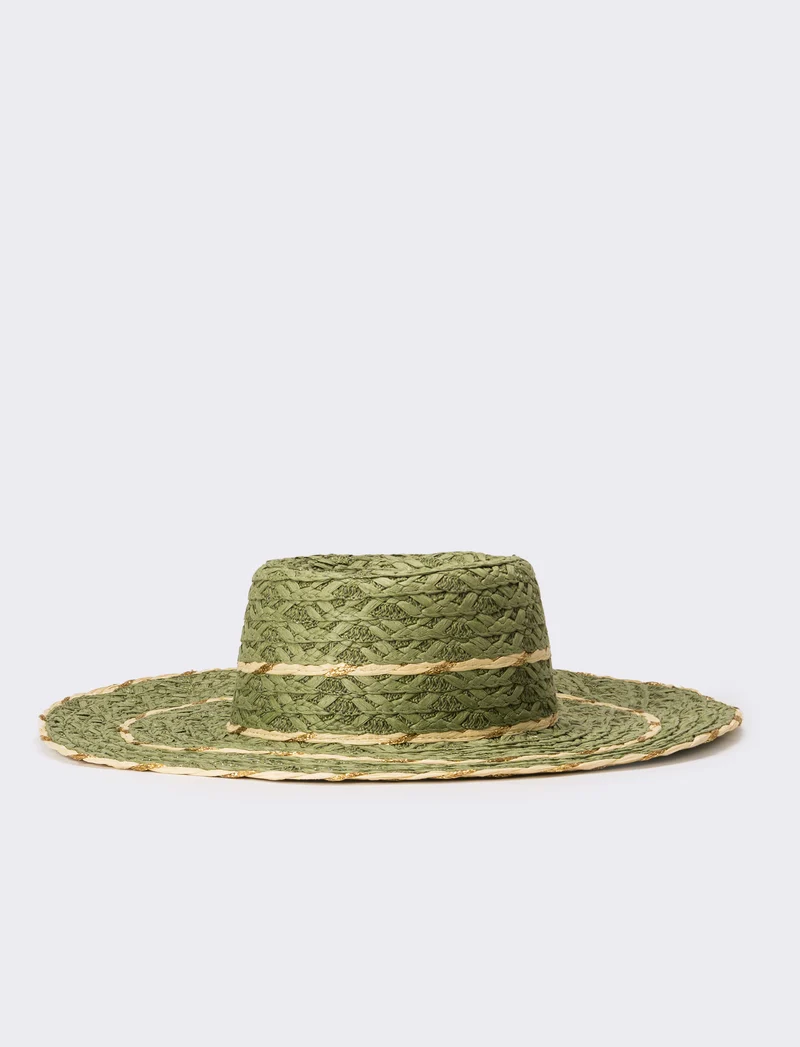 Cappello donna in paglia con lurex - Verde