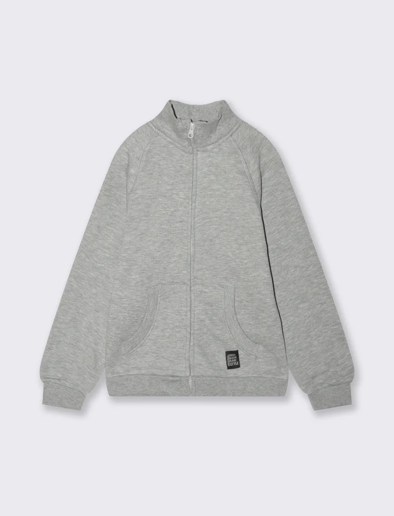 FELPA CON ZIP - Grigio mel.