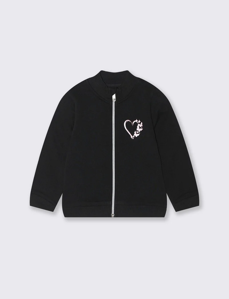 FELPA CON ZIP E COLLO ALTO - Nero