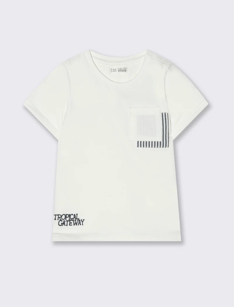 T-shirt con risvolto da neonato - Bianco