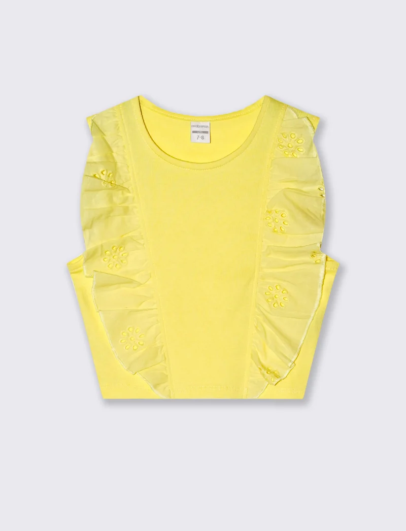 Canotta in costina da bambina - Giallo limone