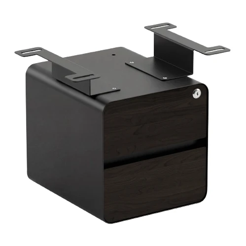 Desky Minimal Under Desk Cabinet - Burnished Wood Melamine / Black
