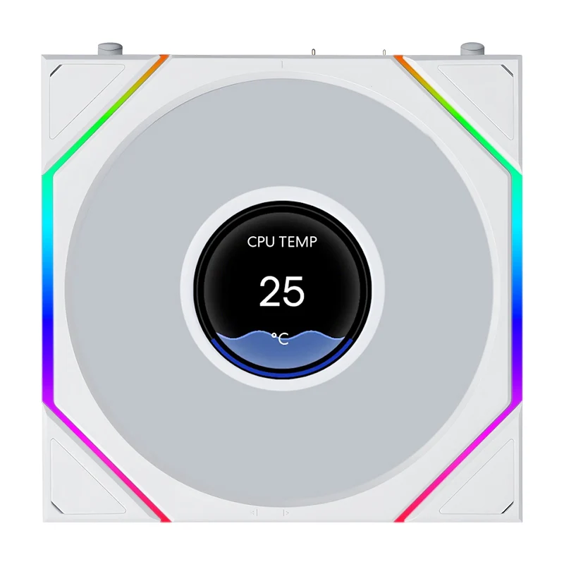 Lian Li Uni Fan TL Flex 1.8in LCD 2.4GHz Wireless 120mm Reverse Blade ARGB Fan - White (12RTLLCD1F1W)