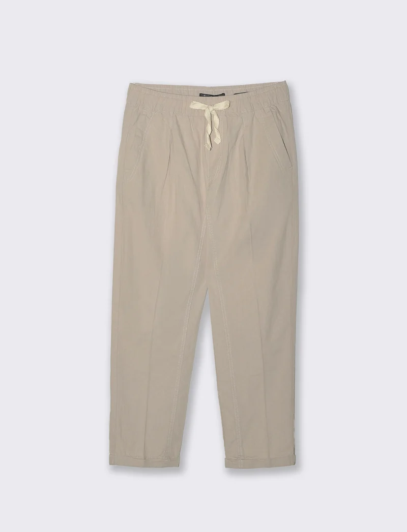 Pantaloni jogger in misto lino con tasche - Sabbia