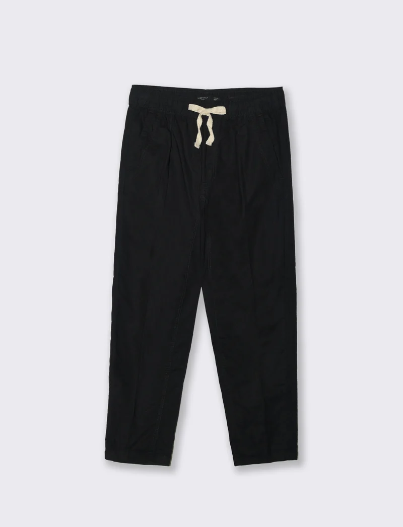 Pantaloni jogger in misto lino con tasche - Nero