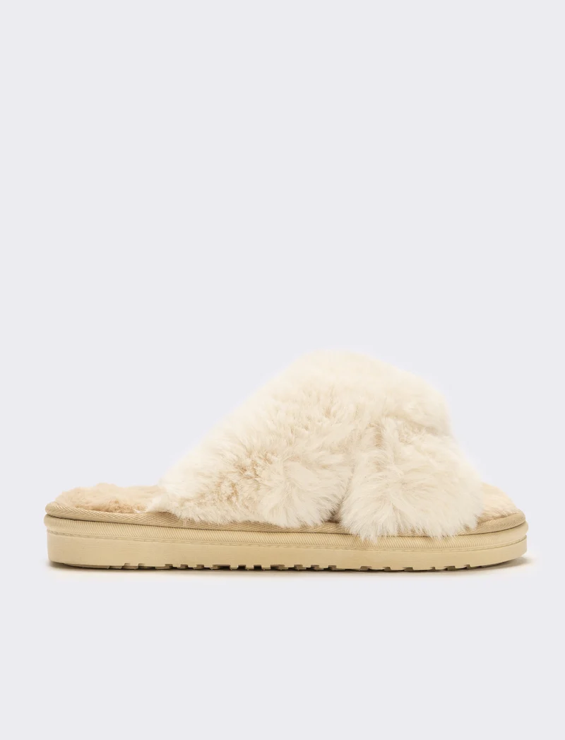 Pantofola con fasce intrecciate da donna - Bianco