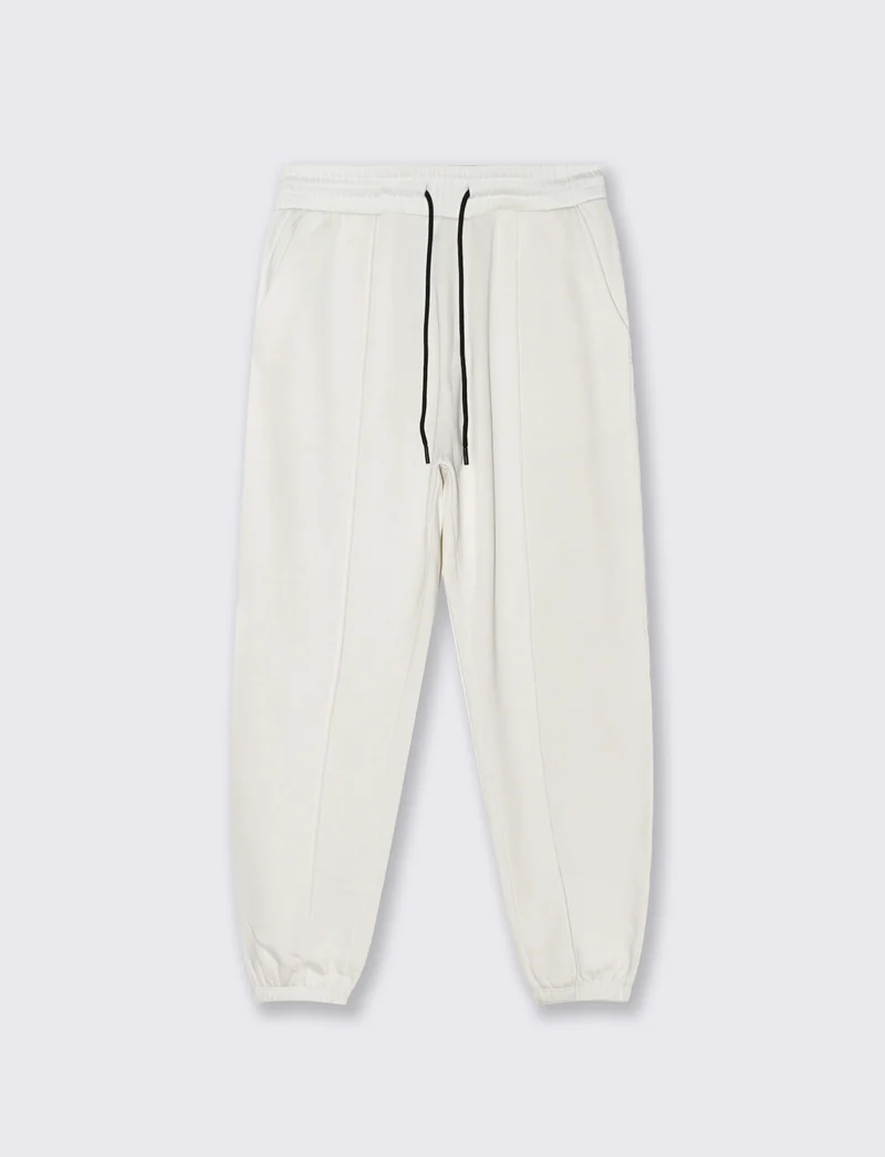 PANTALONI BAGGY JOGGER IN FELPA - Bianco